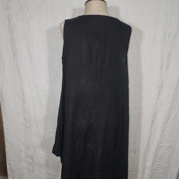 VIVIAN SHYU sz S/M black asymmetrical hi low sleeveless linen top Italy - Picture 7 of 8